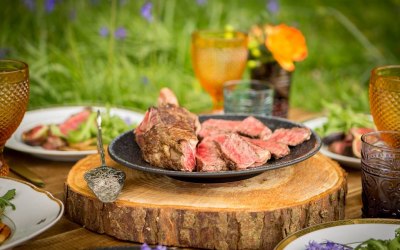 Beef presented at table