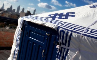 Our 6.6m Traditional Mongolian yurt on top of a building in London