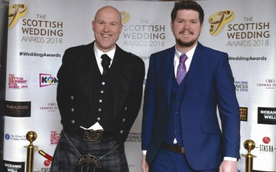 Father and son at the finals of the scottish wedding awards