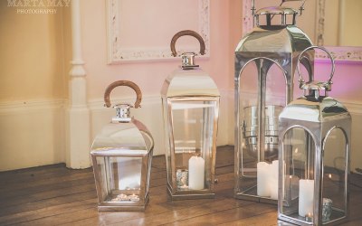 Chrome Lanterns at Hampton Court Castle, Herefordshire: https://www.aislehireit.co.uk/chrome-moroccan-lantern-collection Photo Credit: Marta May Photography