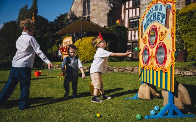 Fairground Garden Games at Brinsop Court, Herefordshire: https://www.aislehireit.co.uk/vintage-fairground-garden-games  Photo Credit: Marta May Photography 