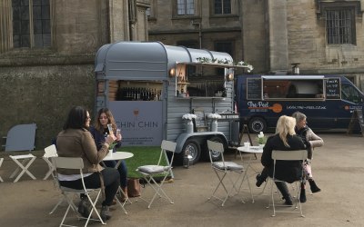 Some ladies enjoying the prosecco cocktails 