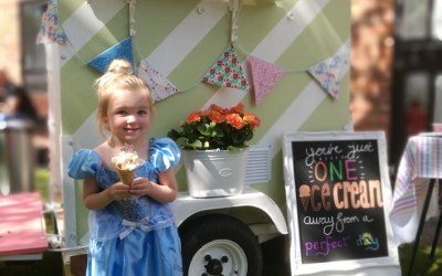 Birthday guest ready to enjoy a delicious cone