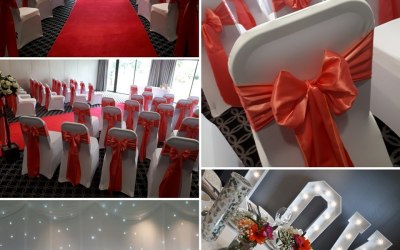 satin, taffeta, lace, satin, hessian, chiffon and organza chair decor