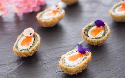 Vegetarian scotch egg canapé