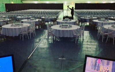 Event set up for Jordan Belfort Tour 