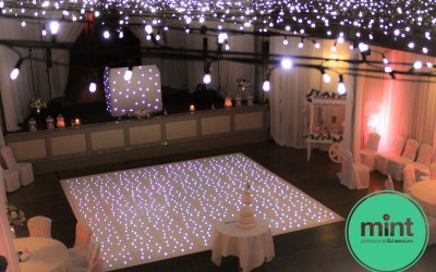 dj set-up with white dance-floor