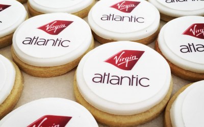 Branded Logo Biscuits | Pink Aubergine Cupcakes