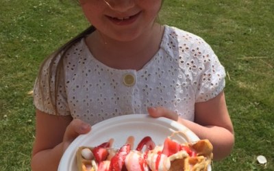 Waffle halves with seasonal berries