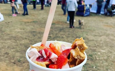 Eton mess waffle bites