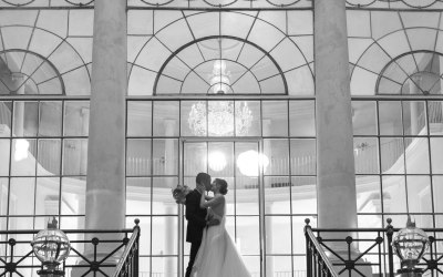 Black and white wedding photo