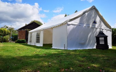 Party Tent in a garden for a private party.