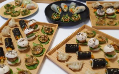 Asian canapes (summer rolls, bao buns)