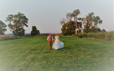 Yorkshire Dales wedding drone scene