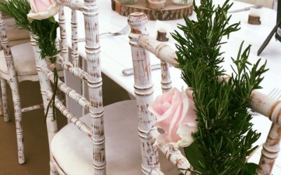 Limewash Chiavari Chairs in a Rustic Pastel setting