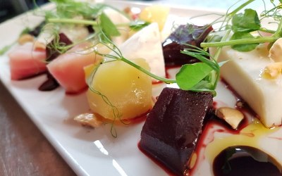 Heritage beetroot and Sussex Goats Cheese salad with hazelnuts