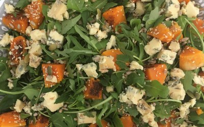 Roast spiced squash & stilton salad