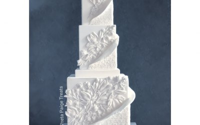 Magnolia frill wedding cake