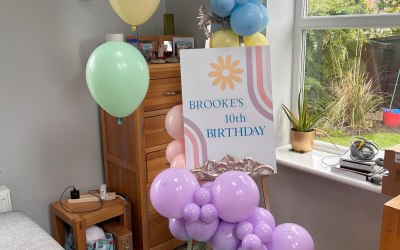 Our luxury easel in a rainbow themed birthday party 