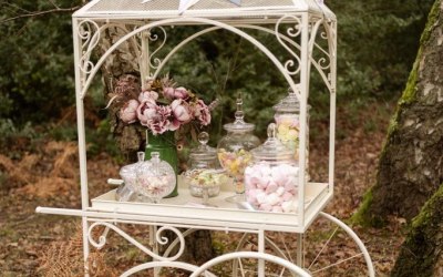 Vintage sweet cart and vintage glass jars