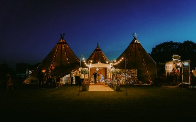 3 Giant Hat Tipi at Night