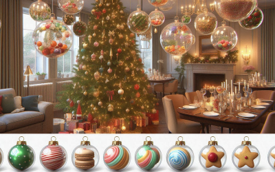 cocktail & macaron bauble trees