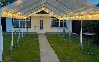 Our Festoon Lights on our 8m x 4m Marquee