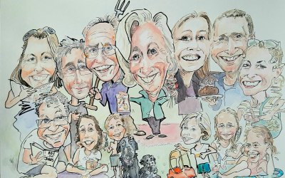 Large family caricature; 60th B'day