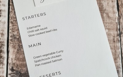 Menu with wax seal and name tag