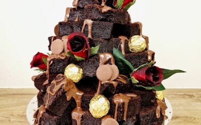 A brownie stack for an intimate wedding 