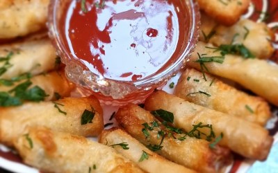 Feta filo fingers. Sweet chilli 