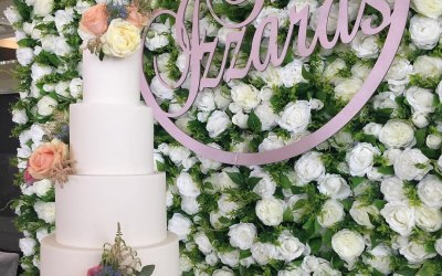 Flower wall backdrop for your Cake table 