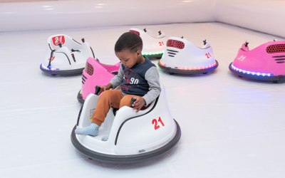 Cessa Events Bumper cars in a track with a dedicated attendant for kids aged 0-5