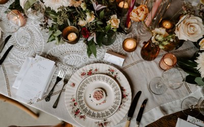 Vintage dinner plates and silver plated cutlery 