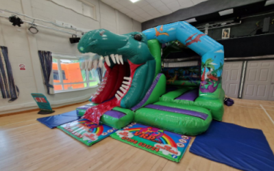 Our Roarsome 3D Dinosaur Front slide bouncy castle