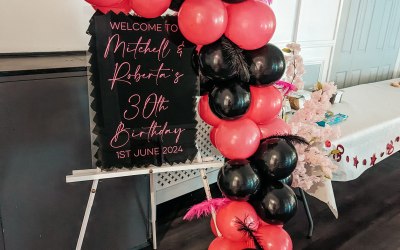 Sign and easel with balloon display