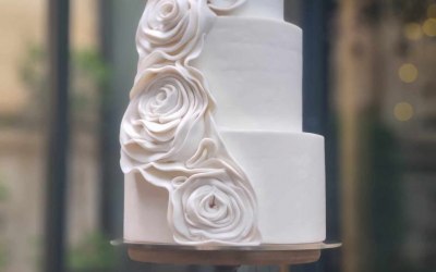 Statement rossette style rose wedding cake - The Greenhouses London