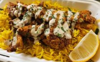 Chicken shawerma and saffron rice.