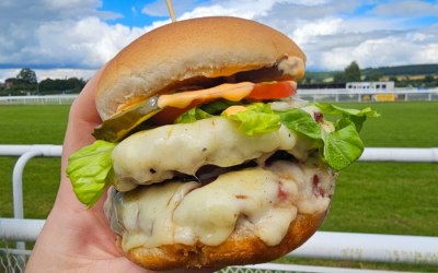 Rib cap beef burger, cheese salad & burger sauce at Ludlow 