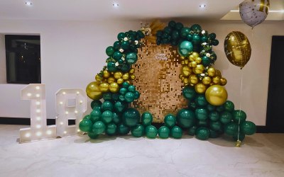 Shimmer Backdrop with balloon decor 