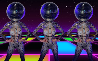 mirror ball head dancers