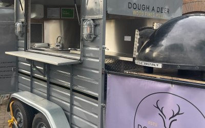 Freshly served pizzas from our converted horse box!