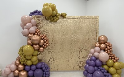 Sequin wall & Balloon garland 