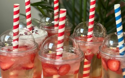 Strawberry Fruit Tea and Milk Tea with Strawberry Boba