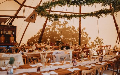 Inside Our Giant Hat Tipi - Wedding