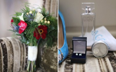 Bouquet in a Scottish themed wedding at Chicheley Hall, Buckinghamshire