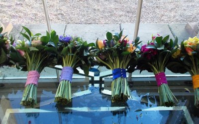 Bridesmaids bouquets at Aynho Park in Oxfordshire