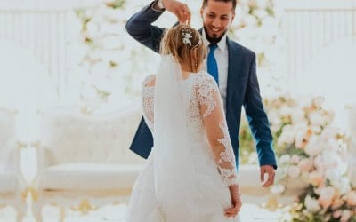 Bride and groom during their first dance