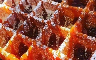 Salted caramel Belgian waffle