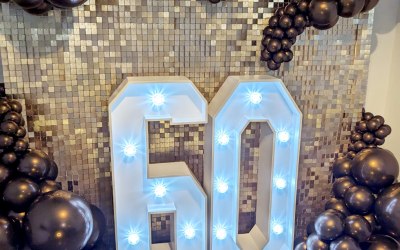 Gold sequin wall LED light up numbers